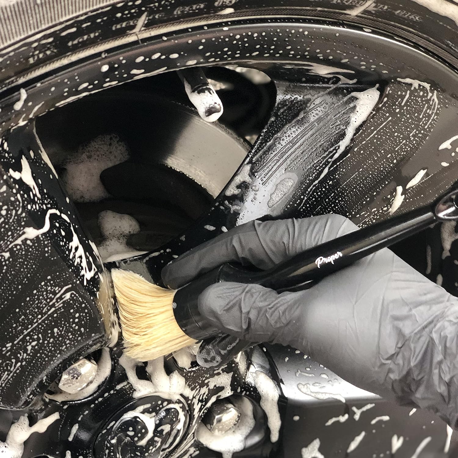 Premium Car Detailing Brush Set - Professional 3 Pack Kit Detail Brushes with Soft Boars Hair Bristles for Auto Interior & Exterior - for Cleaning Leather Seats, Air Vents, Wheels & Emblems - Image 6