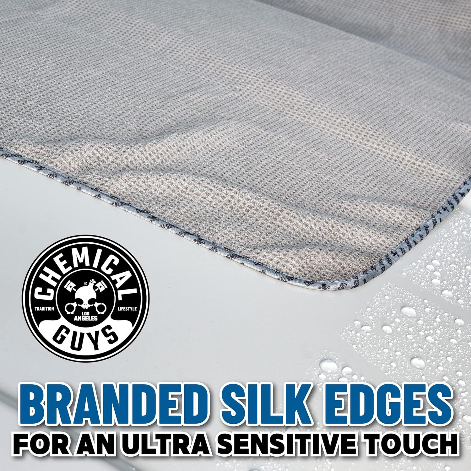 Chemical Guys Waffle Weave Gray Matter Microfiber Drying Towel - 25" x 36", Premium Blend Microfiber Towel with Soft-Banded Edging for Scratch-Free Car Drying, Ultra Absorbent - Image 3