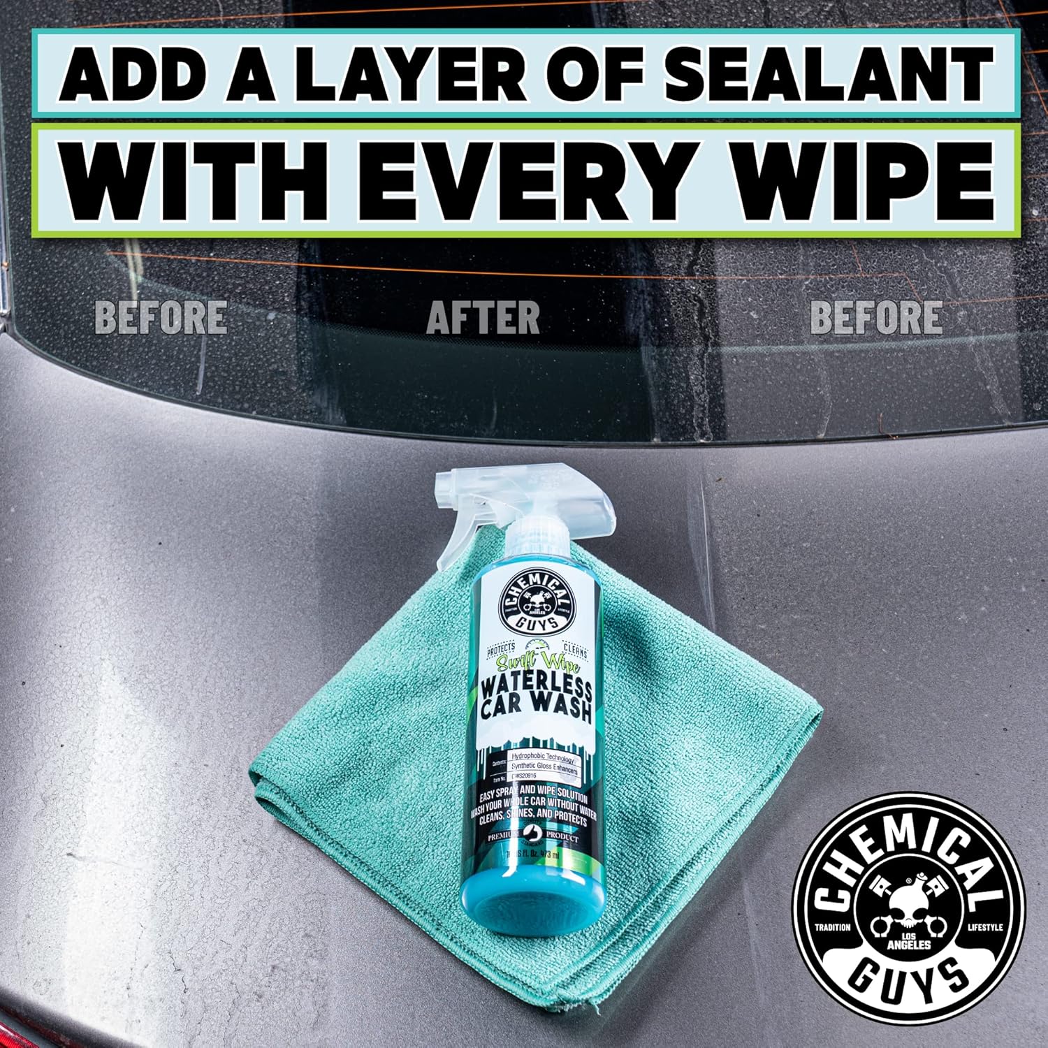 Chemical Guys Swift Wipe Sprayable Waterless Car Wash Spray - Spray and Wipe to Safely Clean and Shine Cars, Trucks, Motorcycles, RV & More, High Lubrication Formula, 16 oz - Image 3