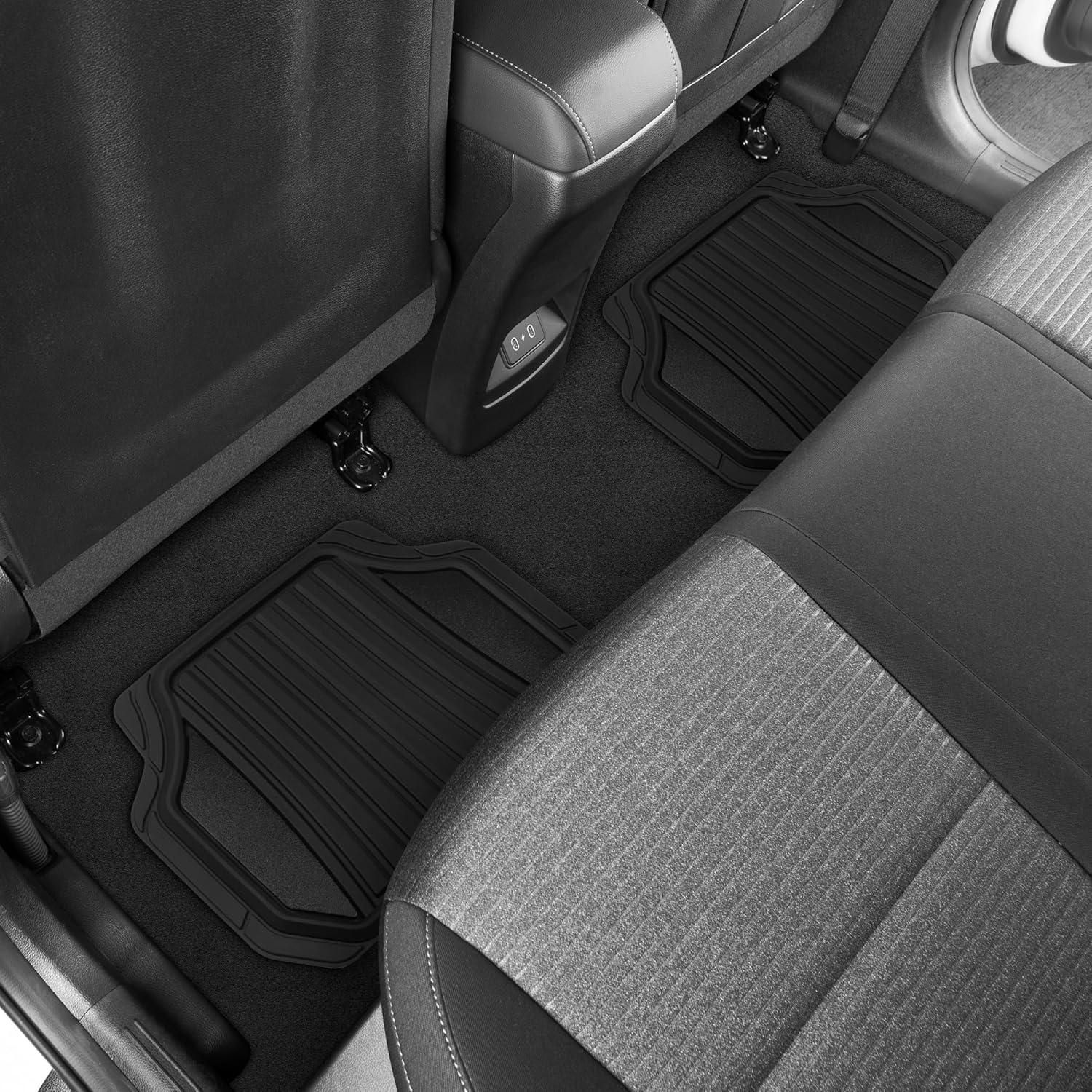 Motor Trend Rubber Car Floor Mats - Durable, All Weather Protection with Non-Slip Backing, Two Tone Accent - For Front and Rear, Black & Gloss Black - Image 7
