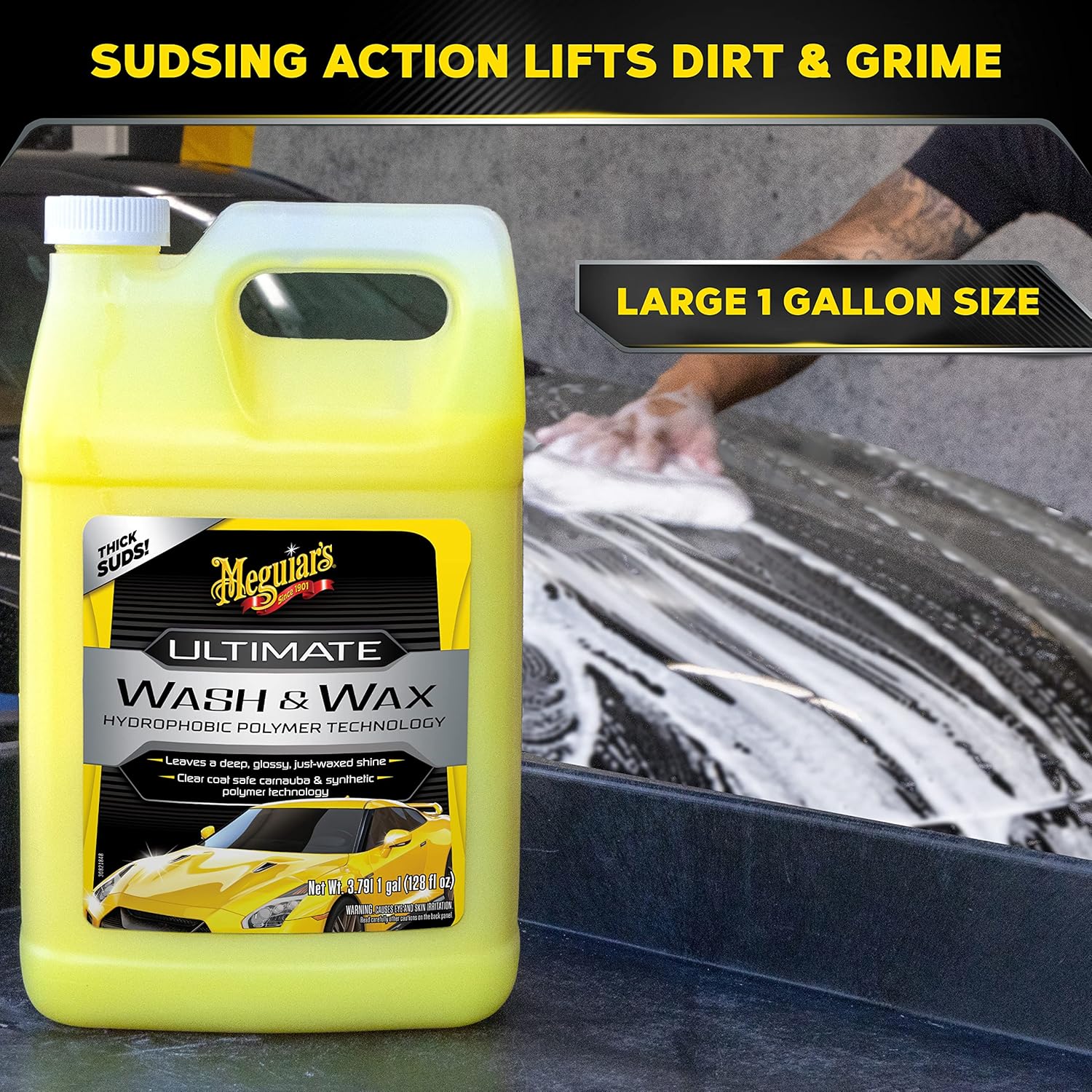 Meguiar's Ultimate Wash and Wax, Car Wash Soap and Wax Cleans & Shines in One Step, Shine & Protect with an Enhanced pH Balanced Car Paint Cleaner, 1 Gallon - Image 3