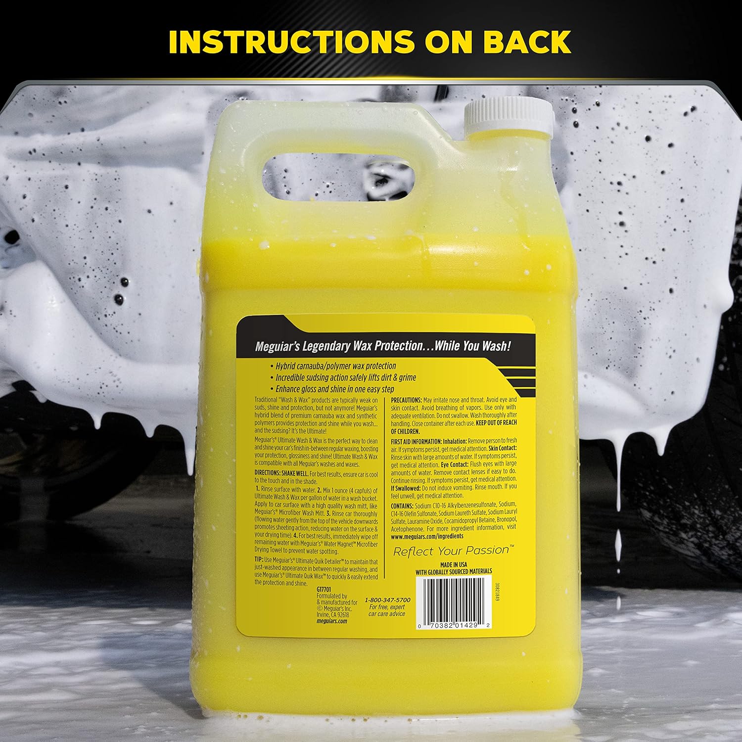 Meguiar's Ultimate Wash and Wax, Car Wash Soap and Wax Cleans & Shines in One Step, Shine & Protect with an Enhanced pH Balanced Car Paint Cleaner, 1 Gallon - Image 7