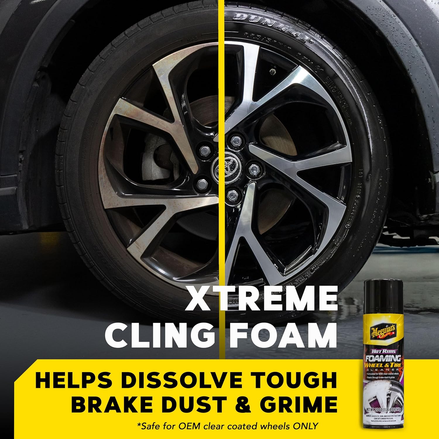 Meguiar's Hot Rims Foaming Wheel & Tire Cleaner - Combines a Wheel and Tire Cleaner in One Product that Quickly Powers through Brake Dust and Grime on OEM Clear Coated Wheels, 20 Oz Foam - Image 2