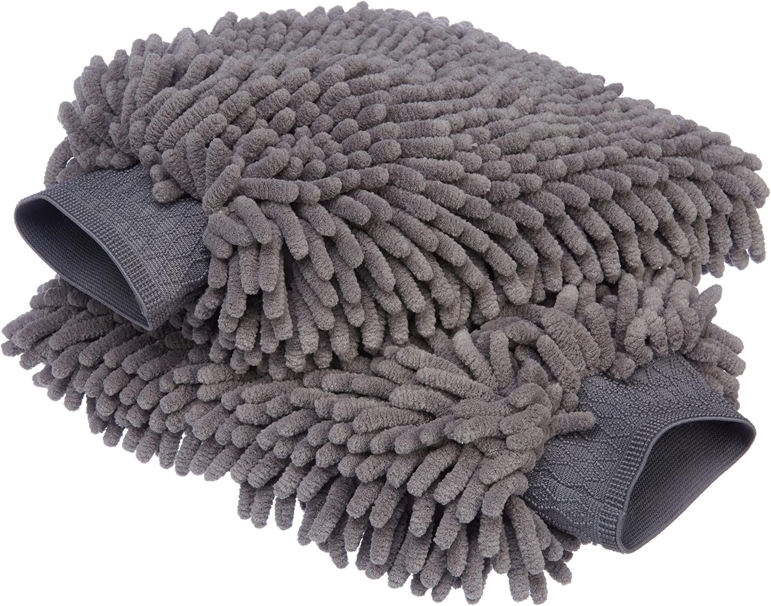 Amazon Basics Absorbent Microfiber Car Wash Drying Mitts, 2 Pack, Gray, 10.44" L x 9.06" W - Image 2
