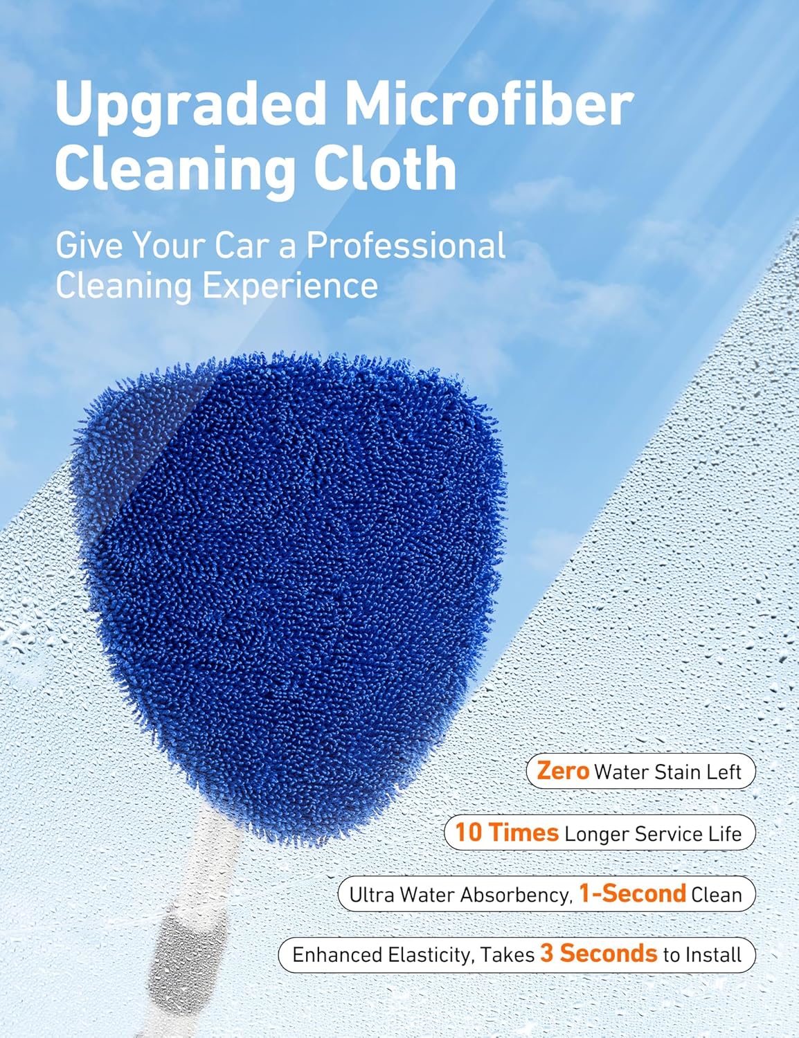 AstroAI Windshield Cleaner Tool, Car Interior Detailing Cleaning Kit with Extendable Handle and 4 Upgraded High-Density Reusable Microfiber Pads, Auto Glass Wiper Brush Kit for Cars, Blue, 15.9in-21in - Image 4