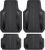 Motor Trend Rubber Car Floor Mats – Durable, All Weather Protection with Non-Slip Backing, Two Tone Accent – For Front and Rear, Black & Gloss Black