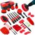 35Pcs Car Detailing Kit & Car Cleaning Kit – Windshield Tool, Long Wheel Brush & 2 Angled Brushes, 4 Polishing Pads & 4 Wax Pads – Red Tool Box – Gift for Men (B：35PCS-R)
