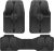 CAR PASS Rubber Floor Mats, All Weather Waterproof Trim-to-Fit Automotive Mats for Cars Trucks SUV, Anti-Slip Easy Clean, Heavy Duty Full Set 3-Piece, All Black