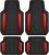 Motor Trend ChromeTech Car Floor Mats Full Set – Durable Rubber Floor Mats for Cars with Two Tone Accent, All Weather Interior Protection for Front and Rear with Non-Slip Backing, Red Chrome