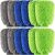 Riakrum 12 Pcs Car Wash Mitts – Chenille Microfiber Mitts Scratch Free Ultra Absorbent Wash Sponge Cloths for Cars, Trucks and Boats – Regular Size, 7.5” x 10.2”